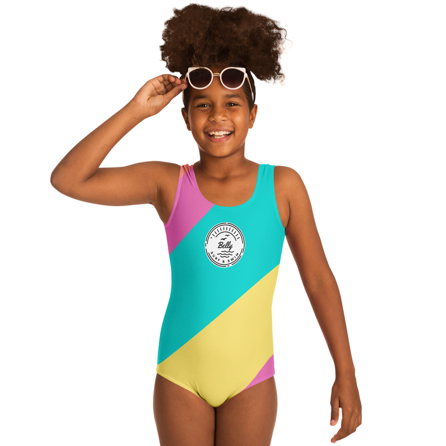 Youth Pastel Lines One-Piece Swimsuit