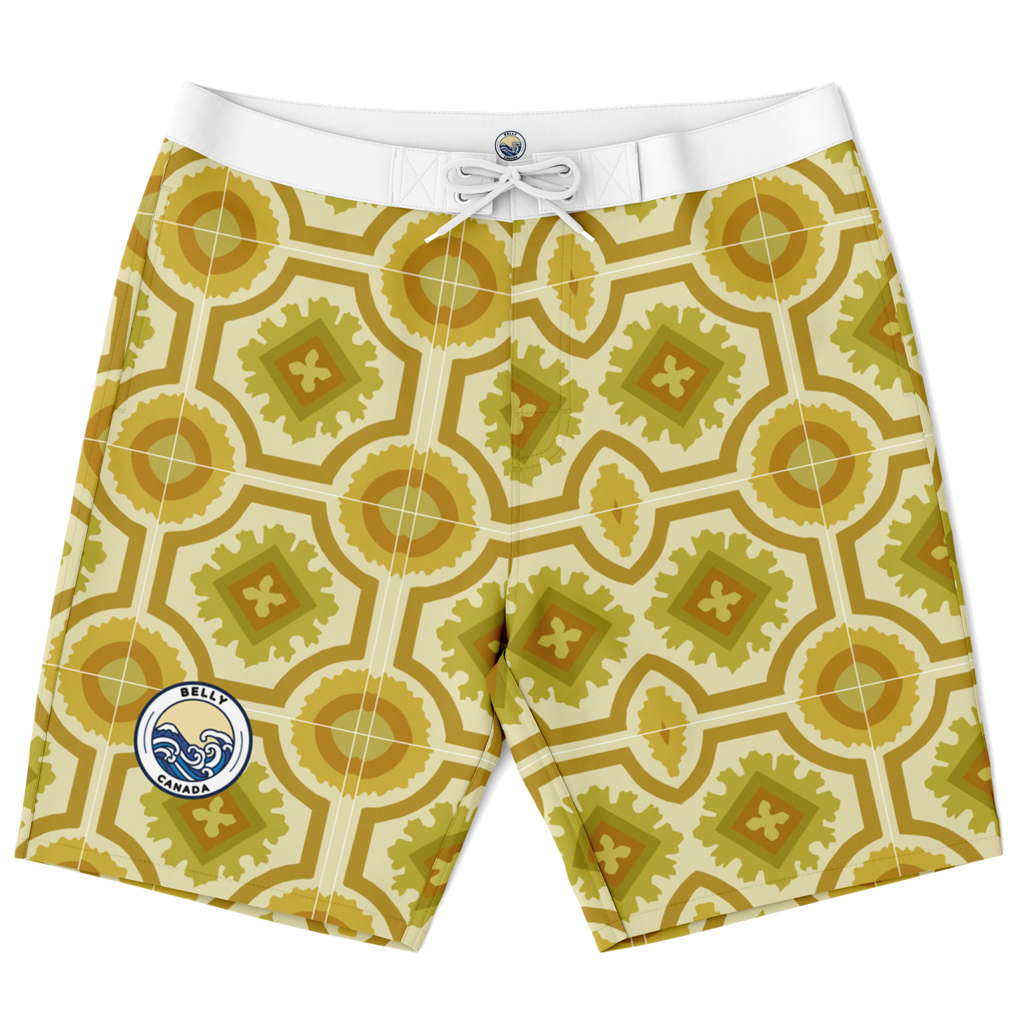 Gold Retro Pattern Board Shorts