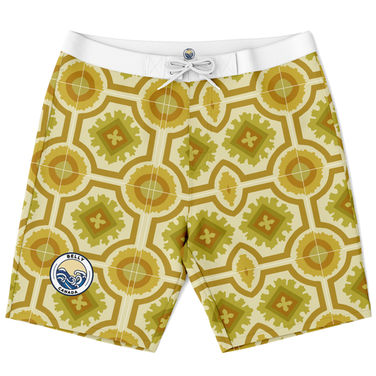 Gold Retro Pattern Board Shorts