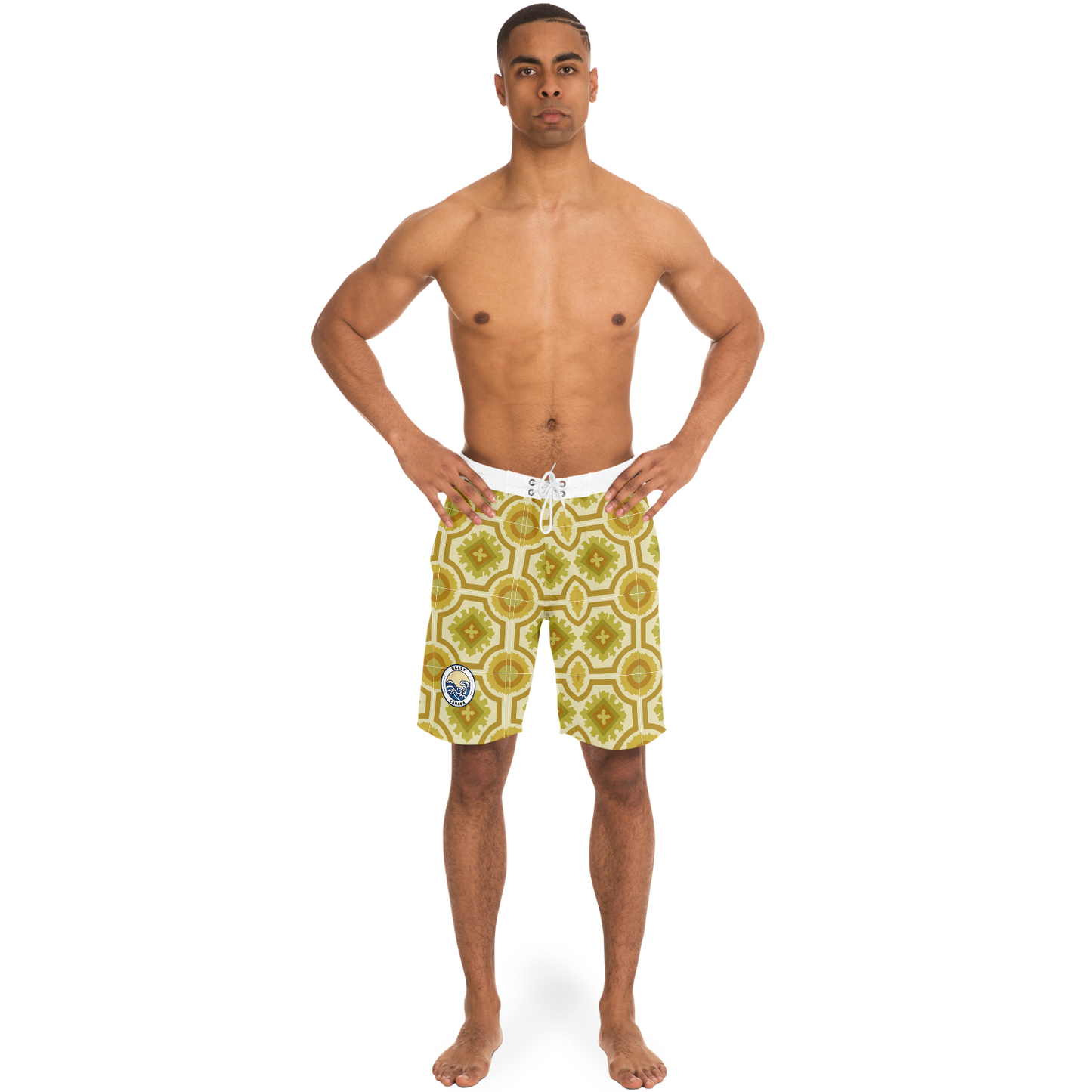 Gold Retro Pattern Board Shorts