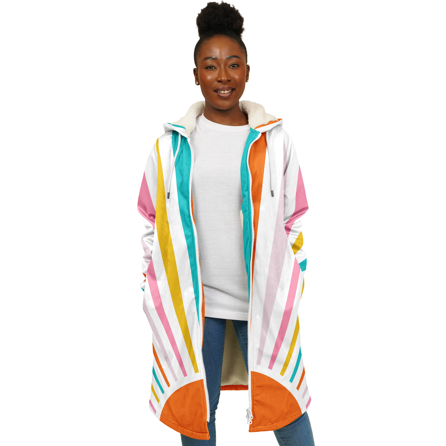 Women's Sunrise Print Zipper Cloak