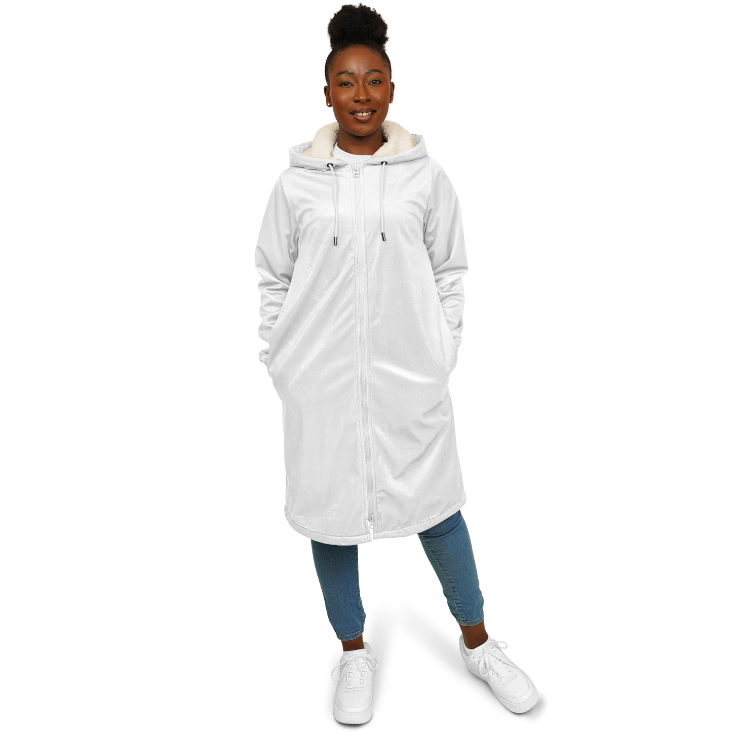 Women's Pearl White Zipper Cloak