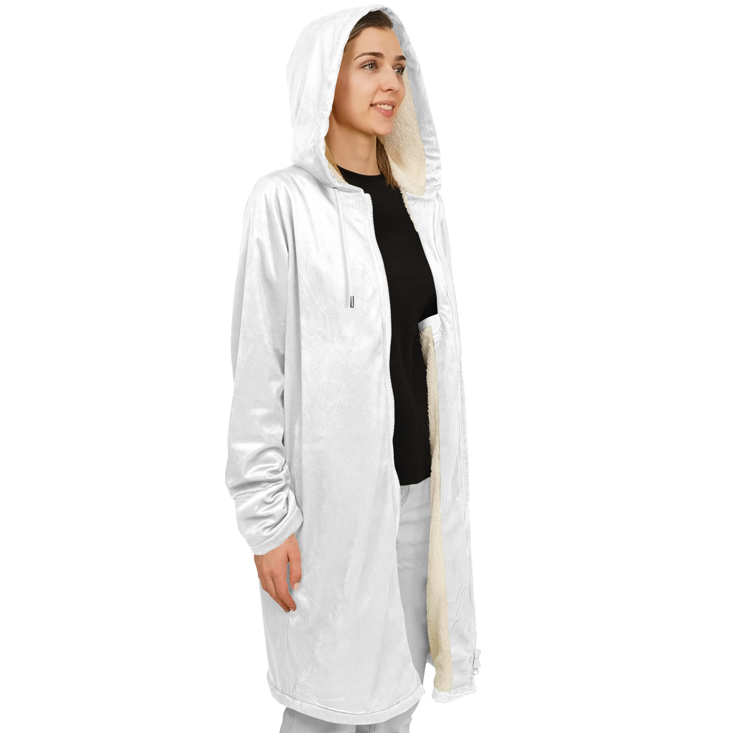 Women's Pearl White Zipper Cloak