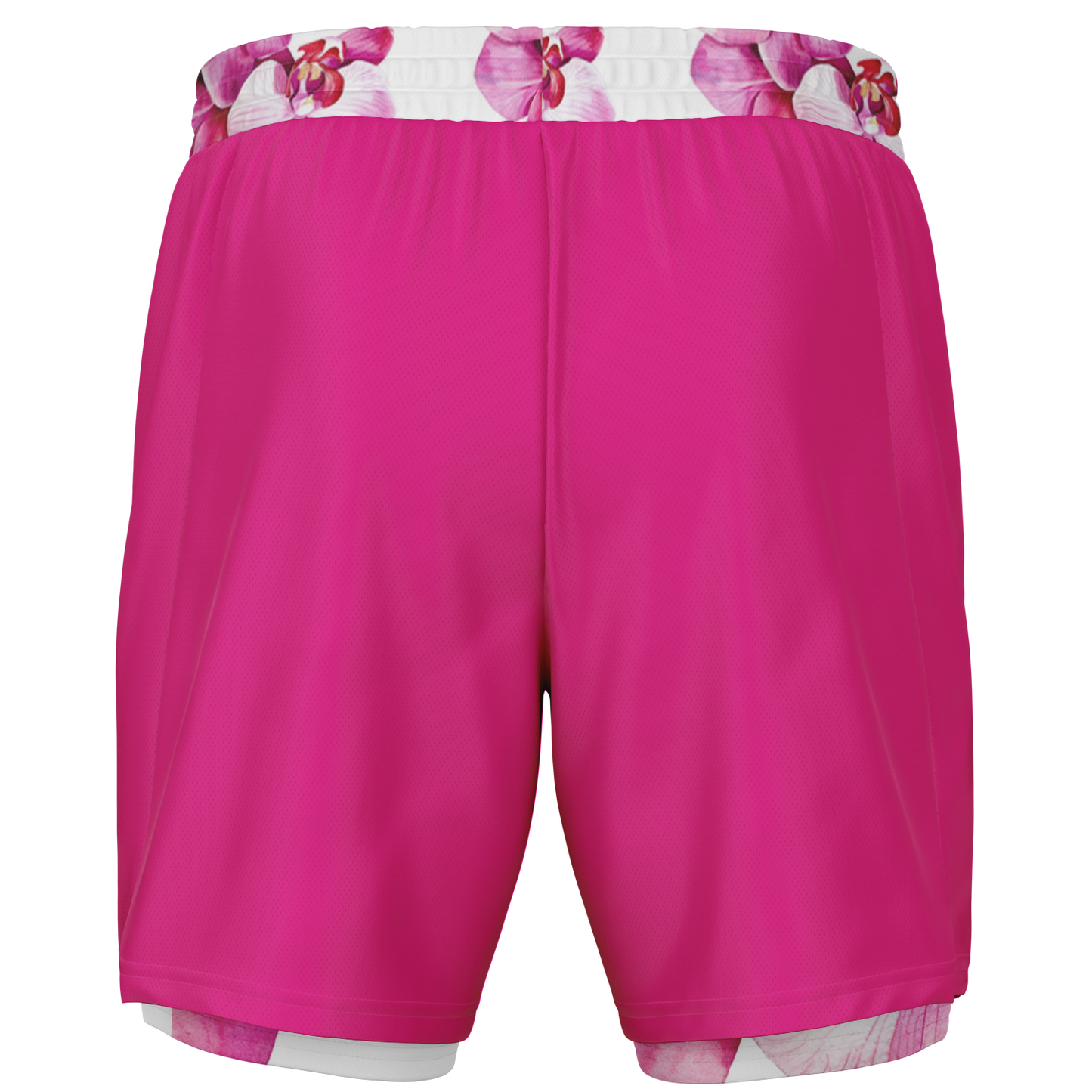 Short rashguard 2 en 1 magenta à imprimé orchidée pour homme 