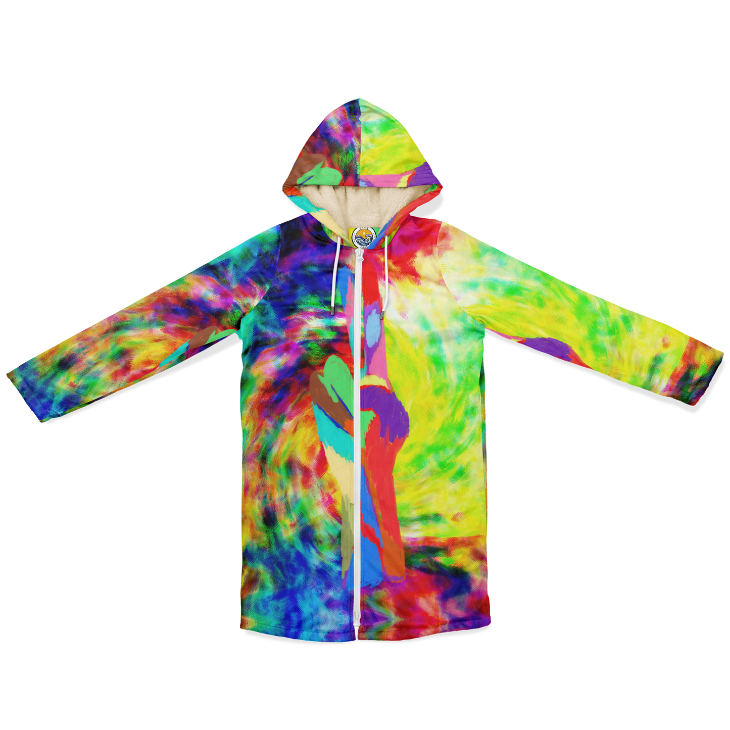 Women's Rainbow Tie-dye Peace Print Zipper Cloak