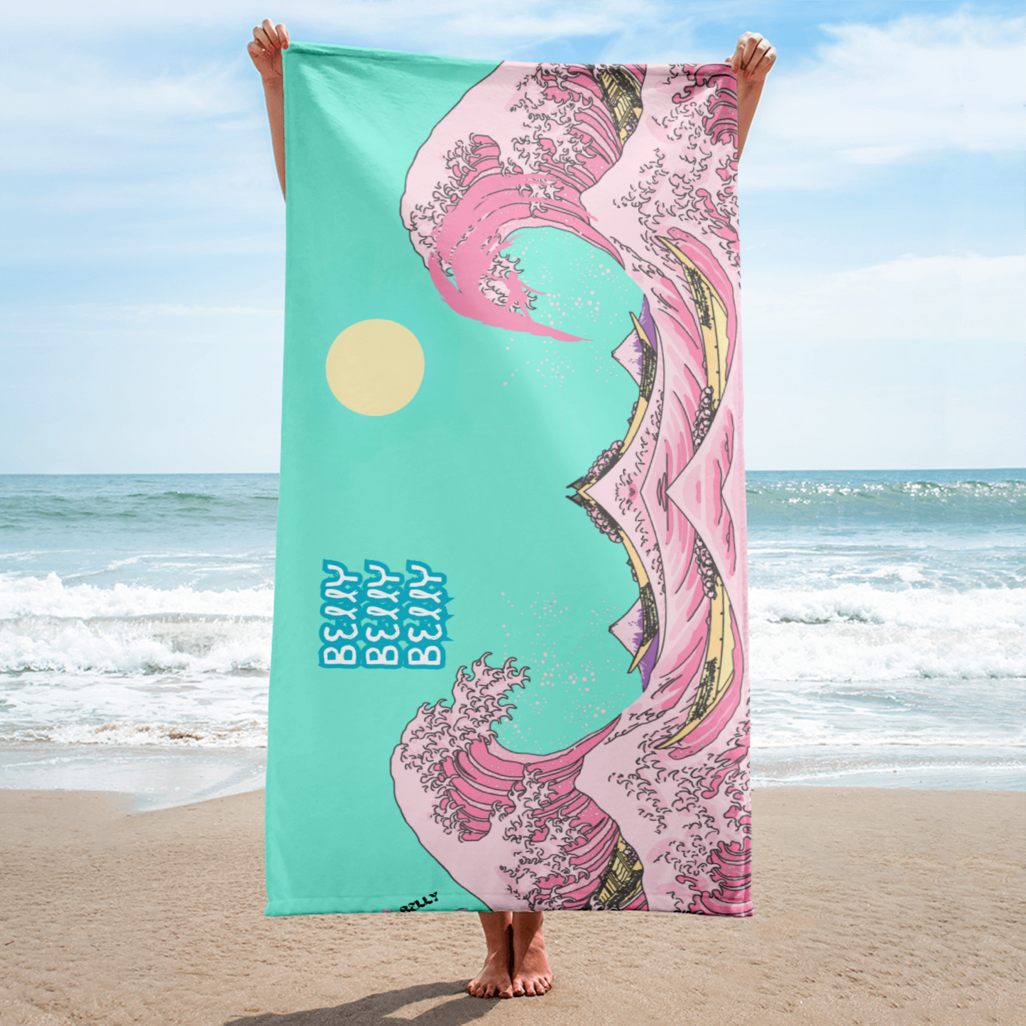 Mirrored Neon Waves Towel